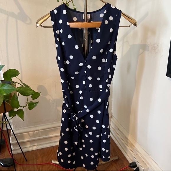 a new day Dresses & Skirts - A New Day Navy Polka Dot Sun Dress - Small